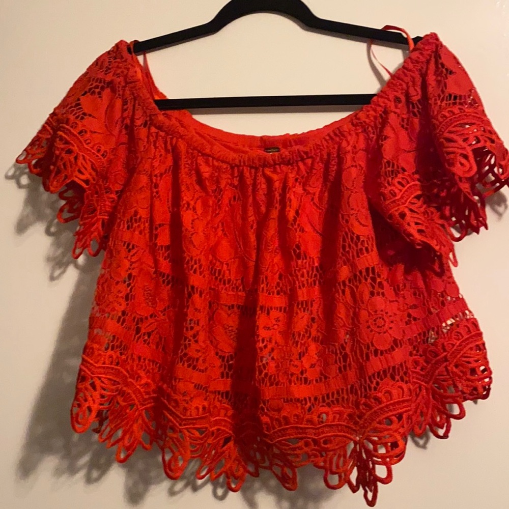 Free people off the shoulder lace top